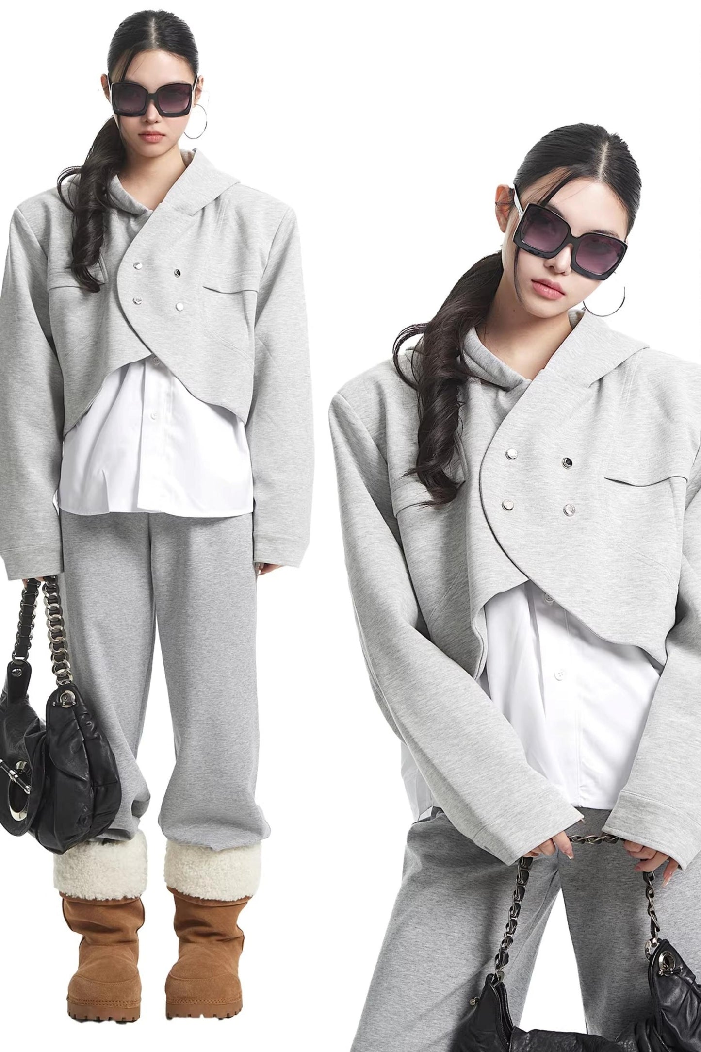 Faux Two-Piece Hooded Jacket