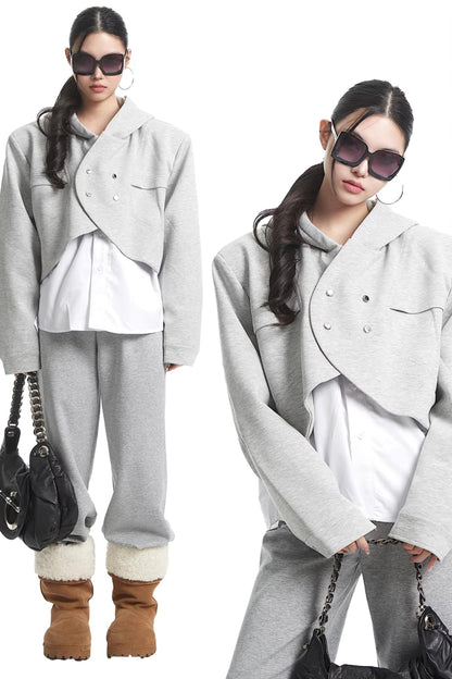 Faux Two-Piece Hooded Jacket