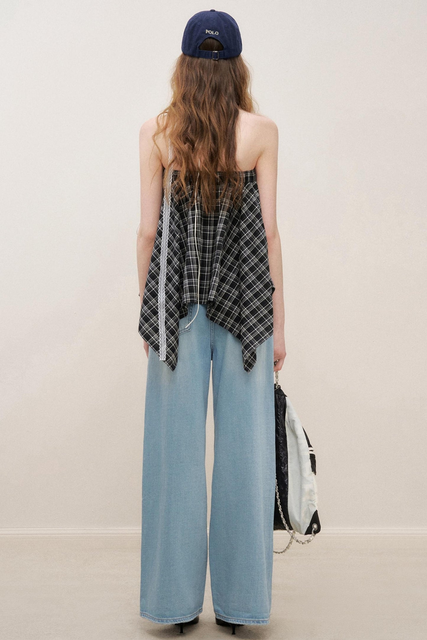 High-Waist Denim Trousers