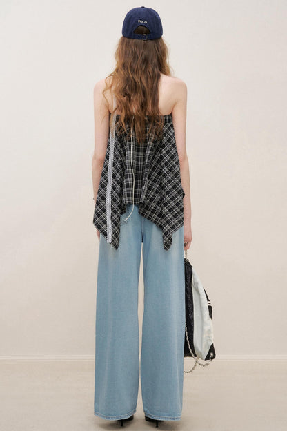 High-Waist Denim Trousers