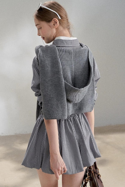 Sweater Shawl Plaid Shirt Dress