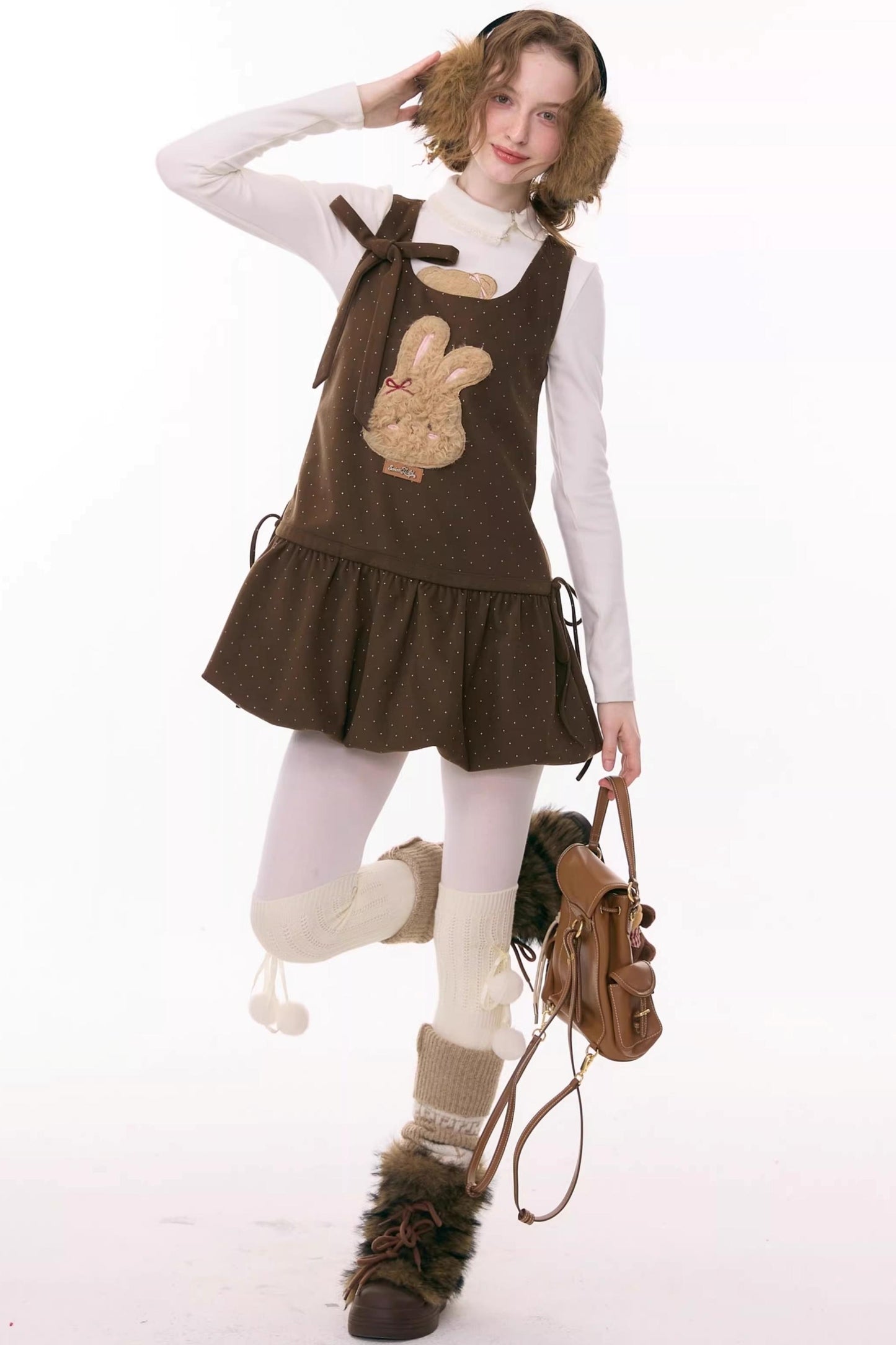 Caramel Polka Dot Vest Dress