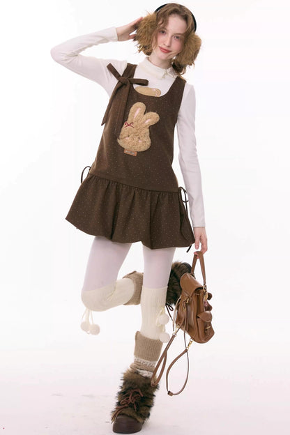 Caramel Polka Dot Vest Dress