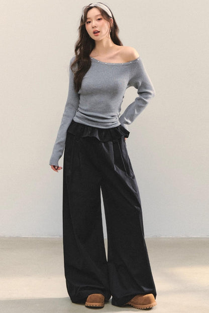 Turn-Up Waist Balloon Pants