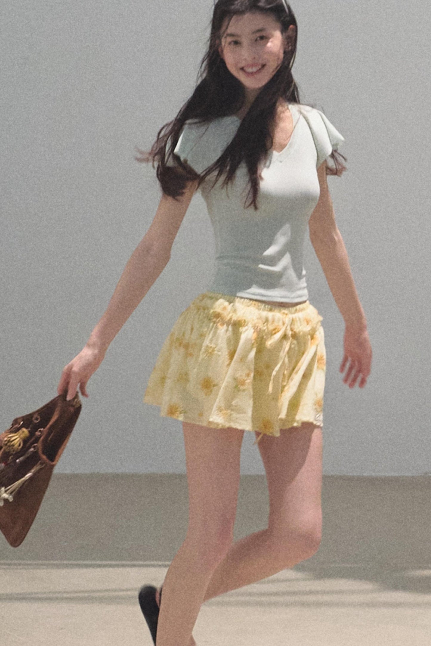 Embroidered Puffy A-Line Skirt