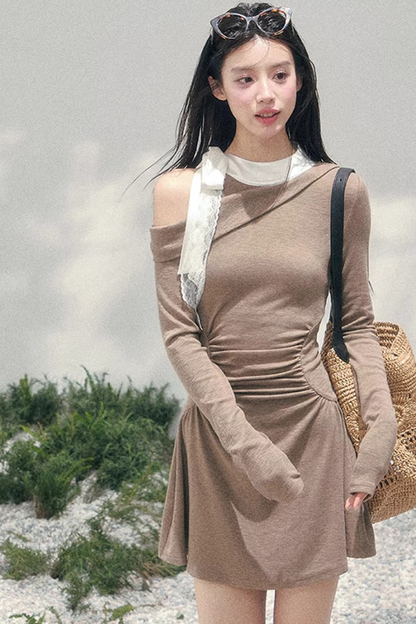 Entwined Warmth Waist-Cinching Dress