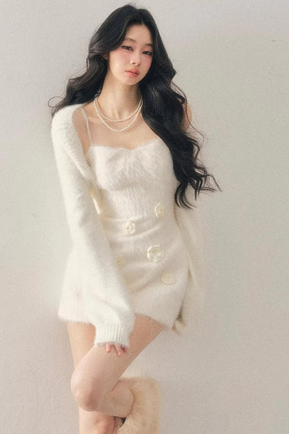 Three-Dimensional Floral Winter Dress