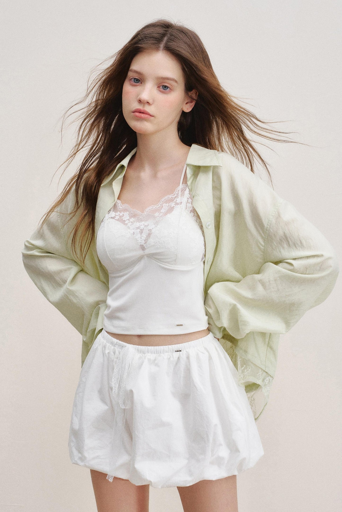 High-Waist Lace-Up Bubble Shorts