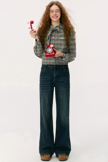 Vintage Diagonal Placket Strap French Shirt