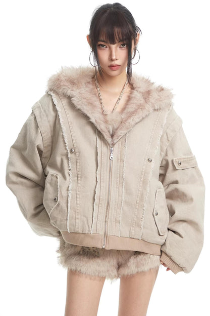 Plush-Lined Hooded Cotton Jacket