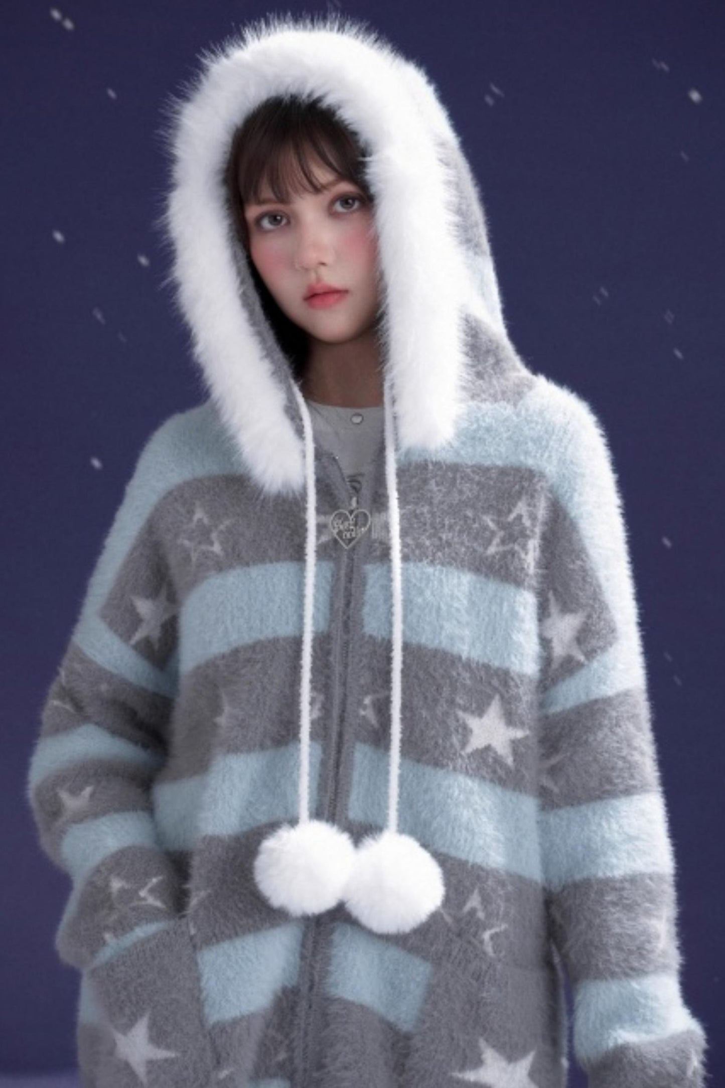 Gray-Blue Striped Star Sweater