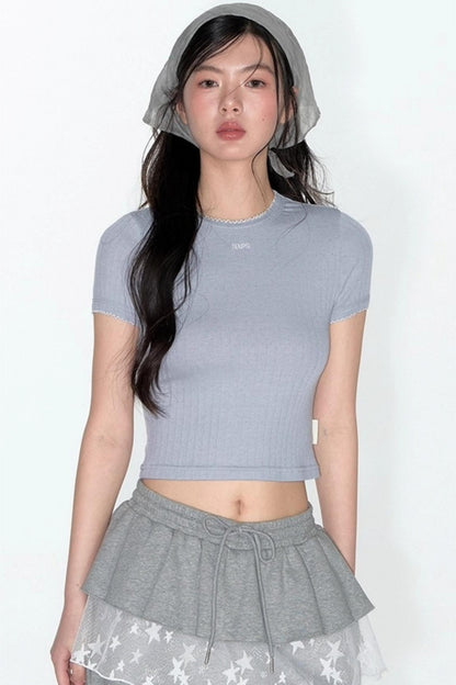 Original Slim Jacquard Short Sleeve Top Set-Up