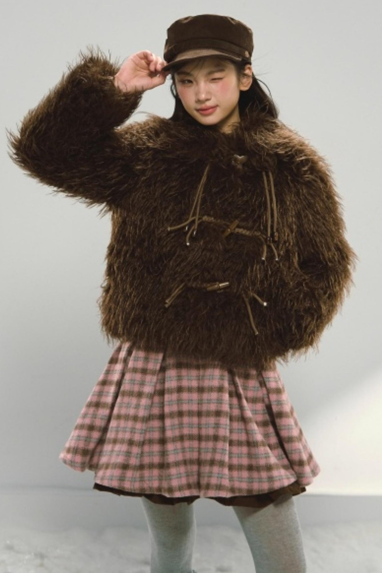 Plaid Retro Pleated Dress Set