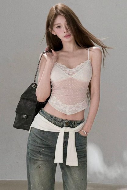 Polka Dot French Lace Blouse Set-Up