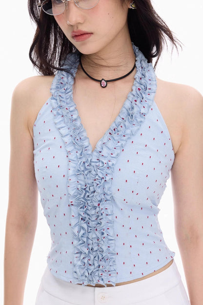 Colorblock V-Neck Lace Tank