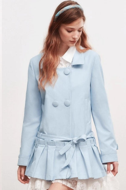 Square Neck Shirred Trench Coat Dress