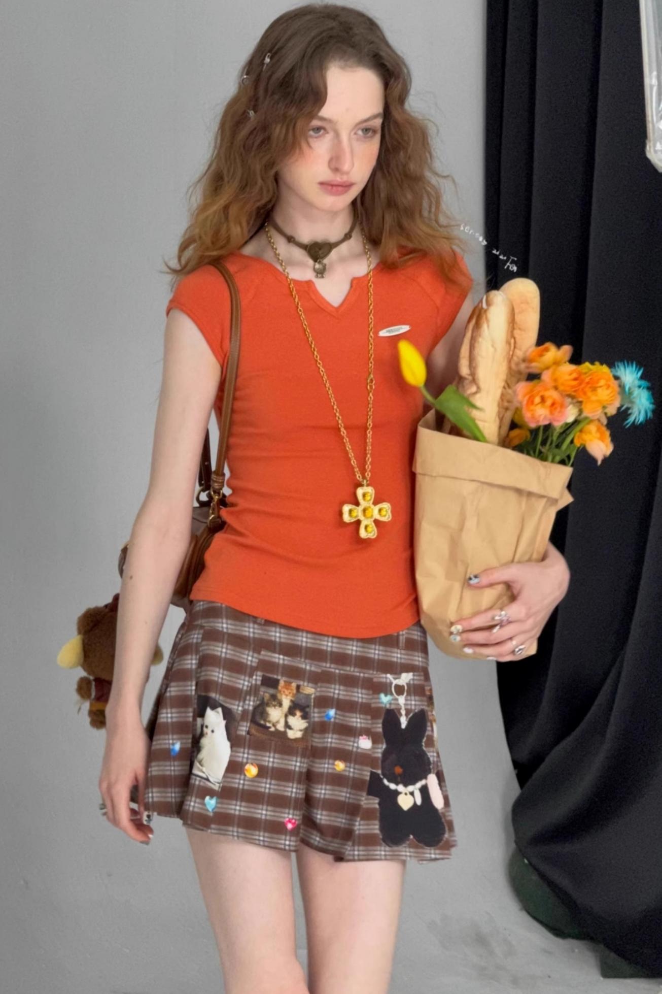 Plaid High-Waist Bustier Skirt