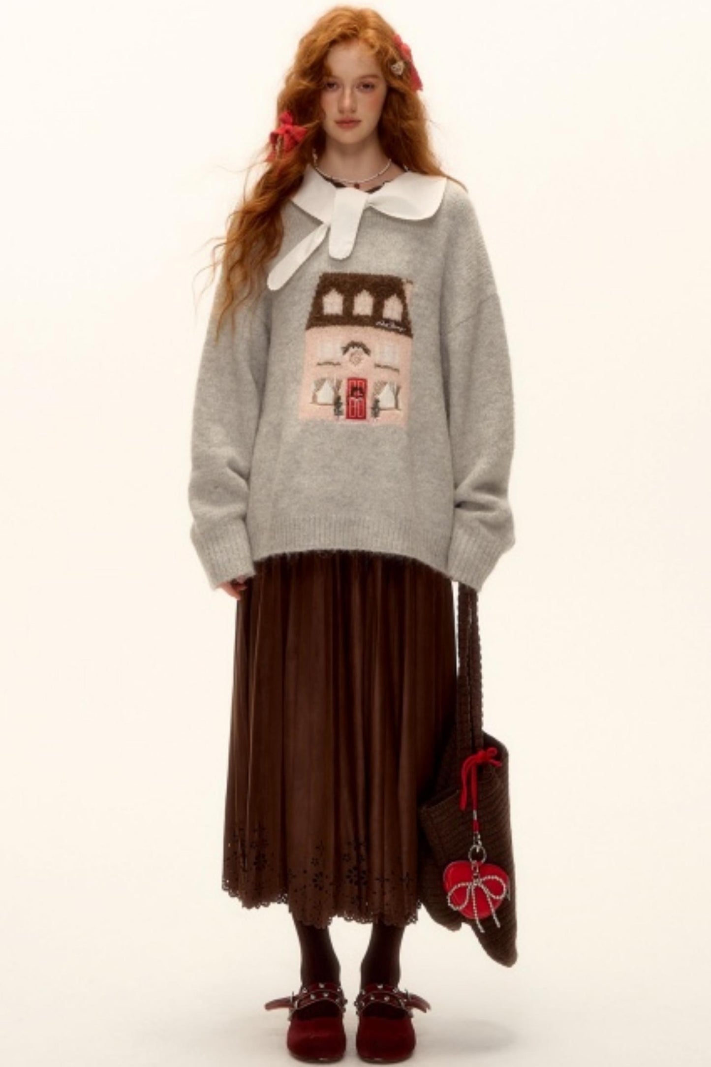 Pleated Suede Lace Skirt