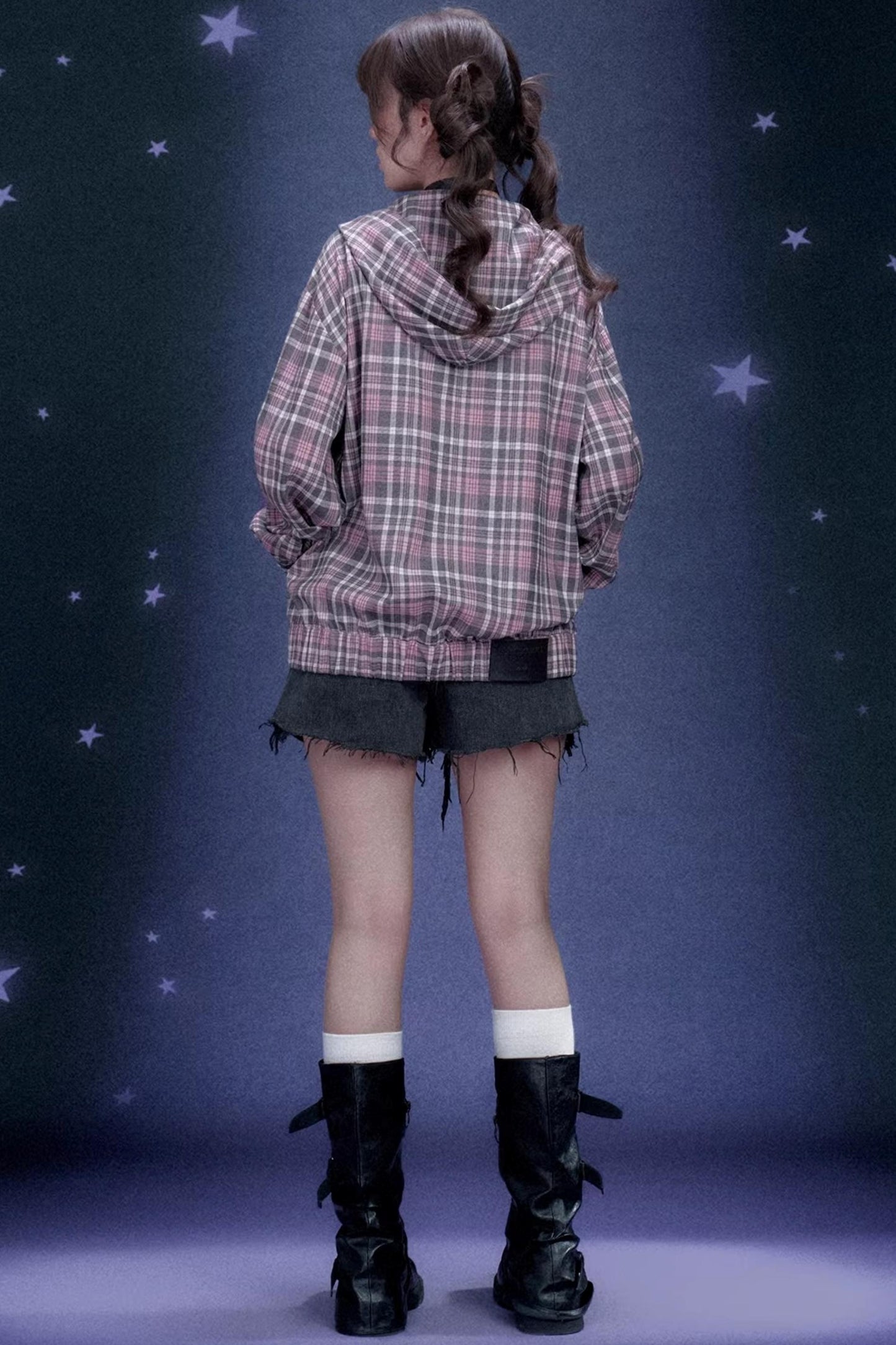 Pink Plaid Hooded Jacket