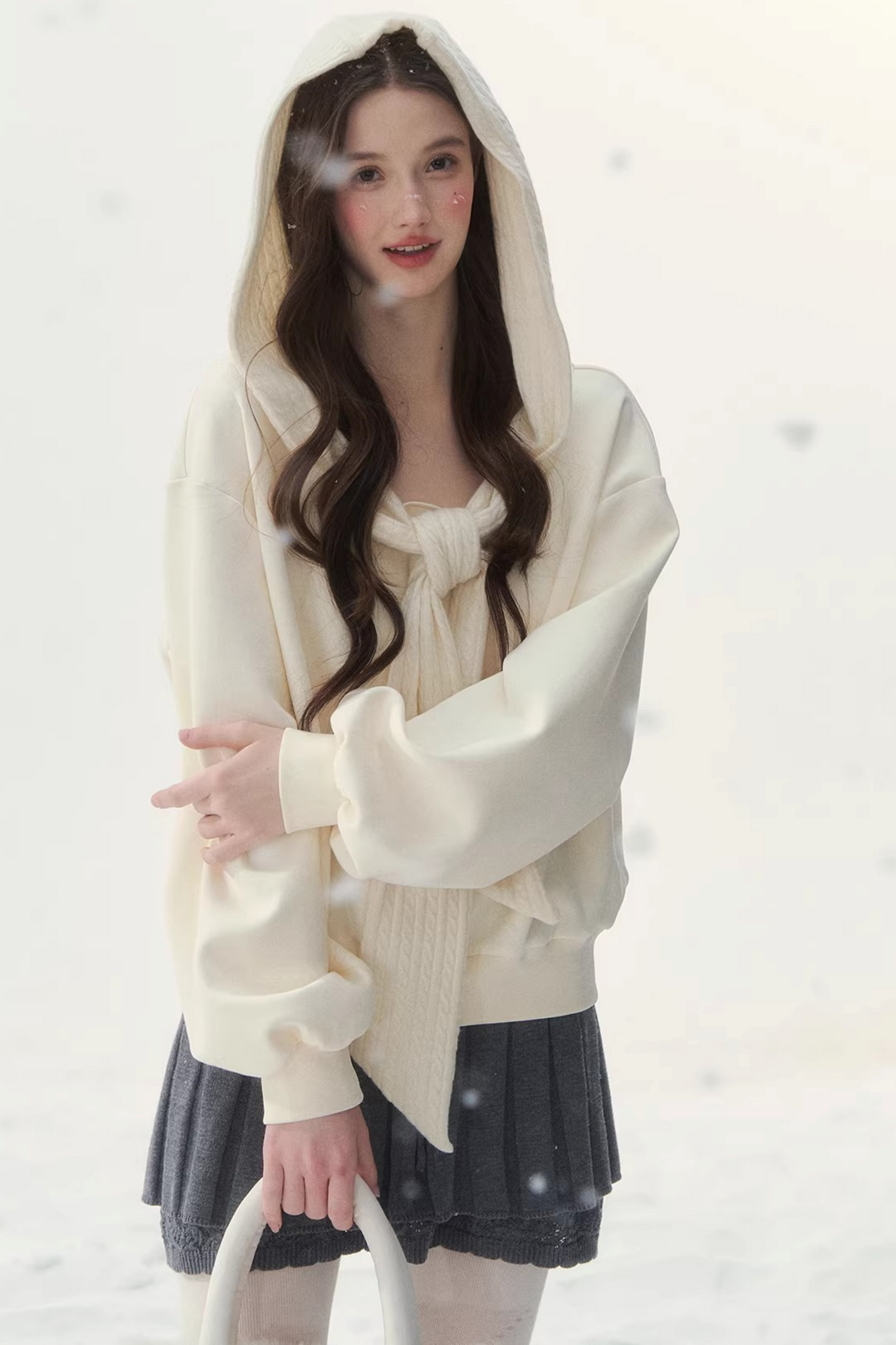 White Cotton Bow-Tie Sweatshirt