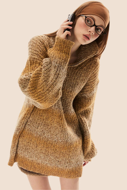 Niche Design Contrast Knit Sweater