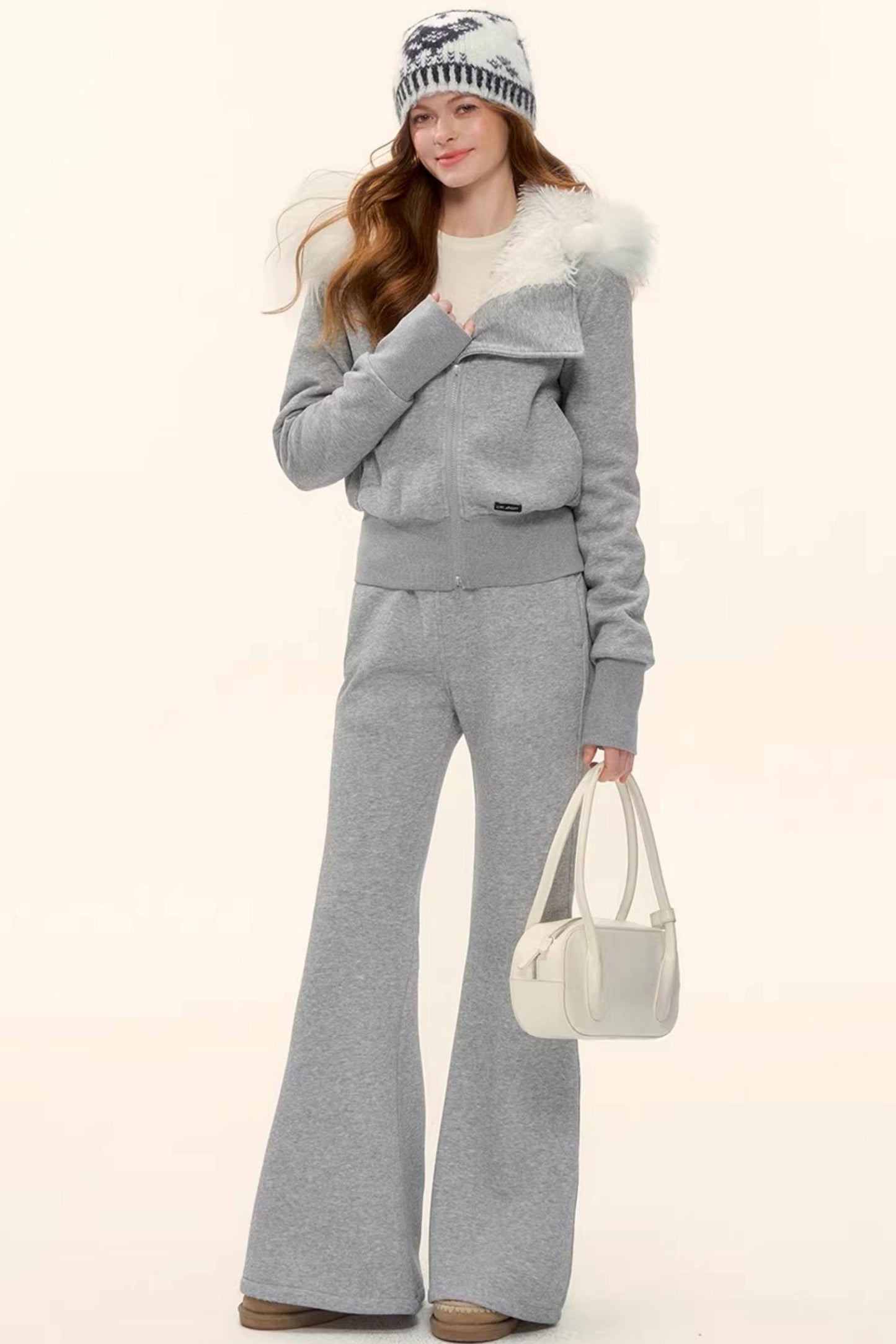 Fleece-Lined Flared Casual Pants