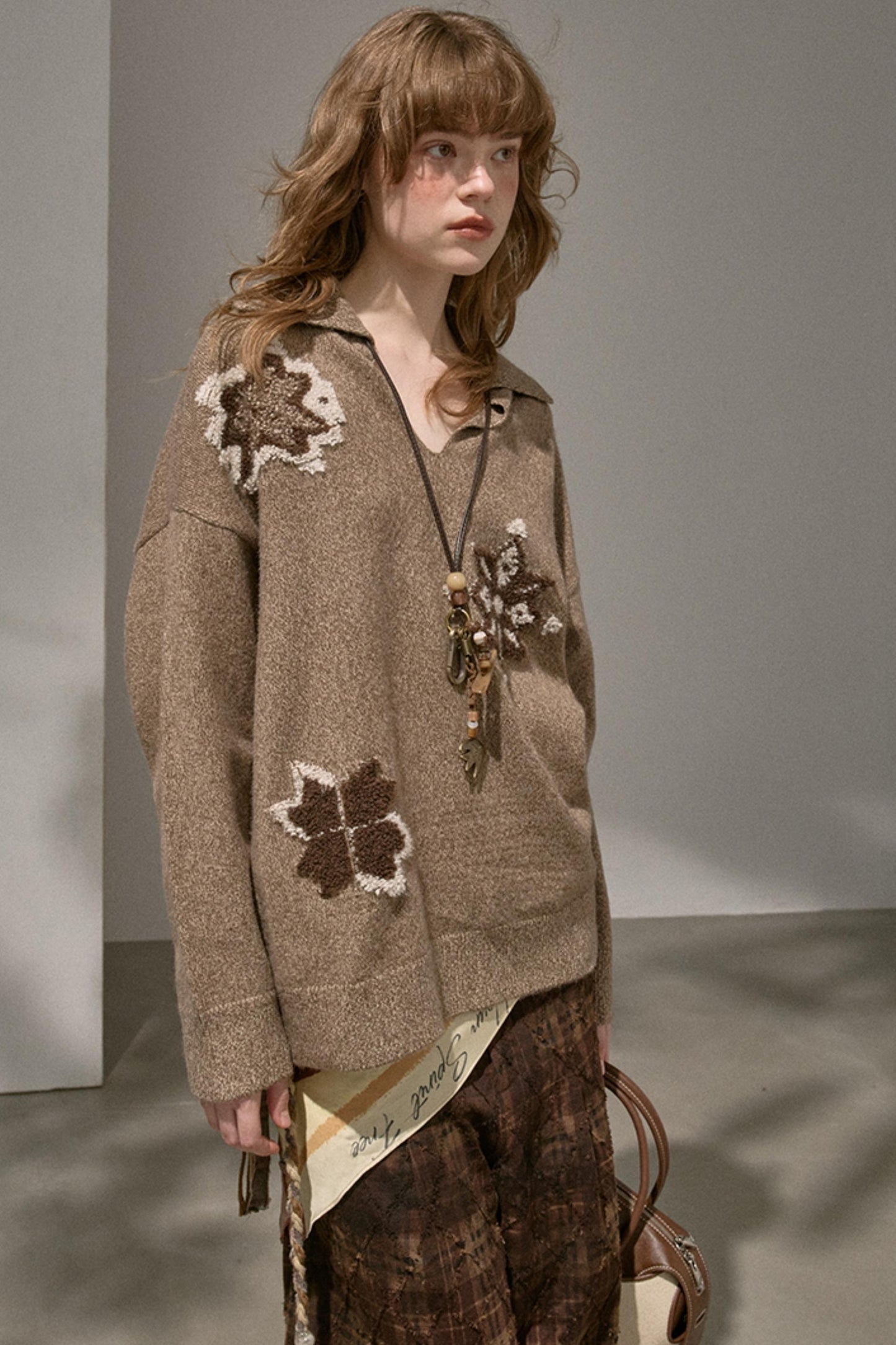 Volumetric Snowflake V-Neck Casual Top