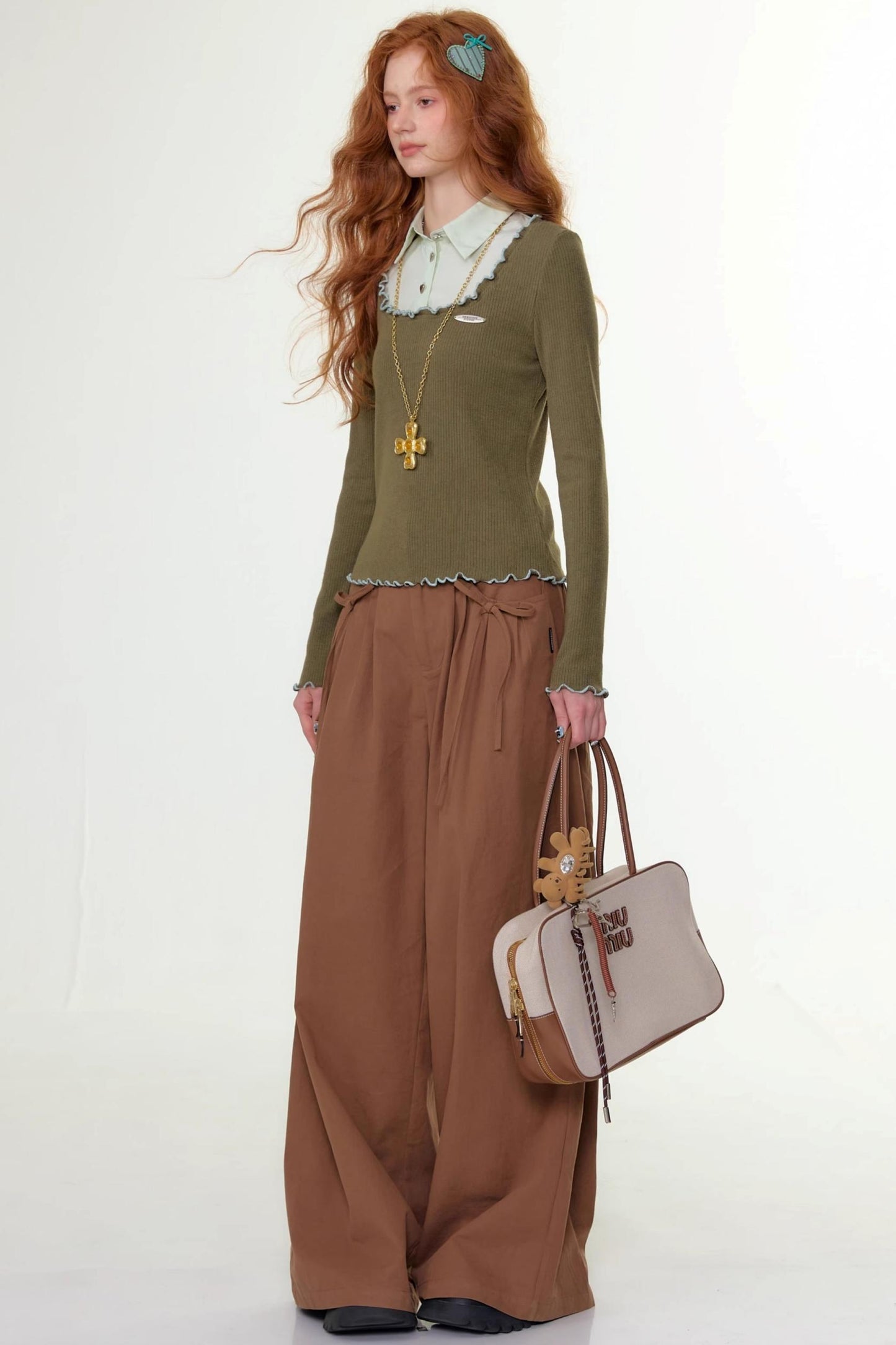 Autumn High-Waisted Slimming Brown Trousers