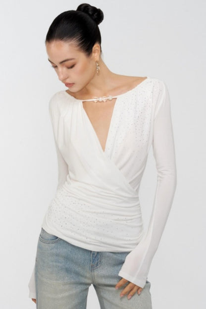 Cross Swing Collar Slim Diamond Top