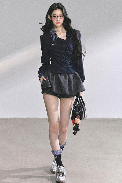 Slimming Blue Plaid Shirt