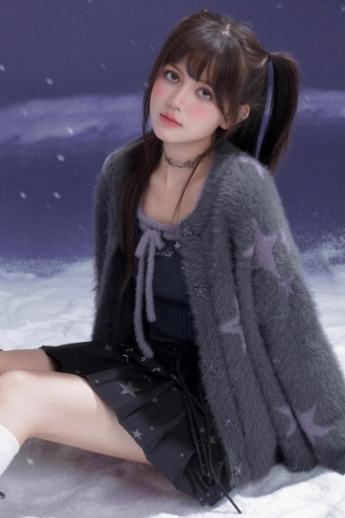 Gray Faux Mink Fur Jacket Vest Set-Up