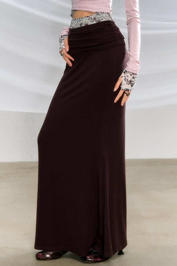 프린트 릴랙스 핏 피쉬테일 스커트 