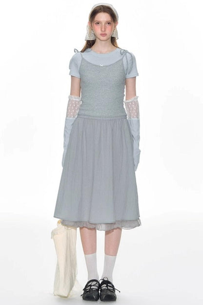 Nap Lace Stitched Short Sleeve T-Shirt Set