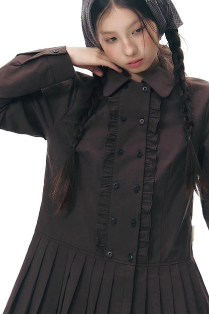 Double-Breasted Ruffled Shirt