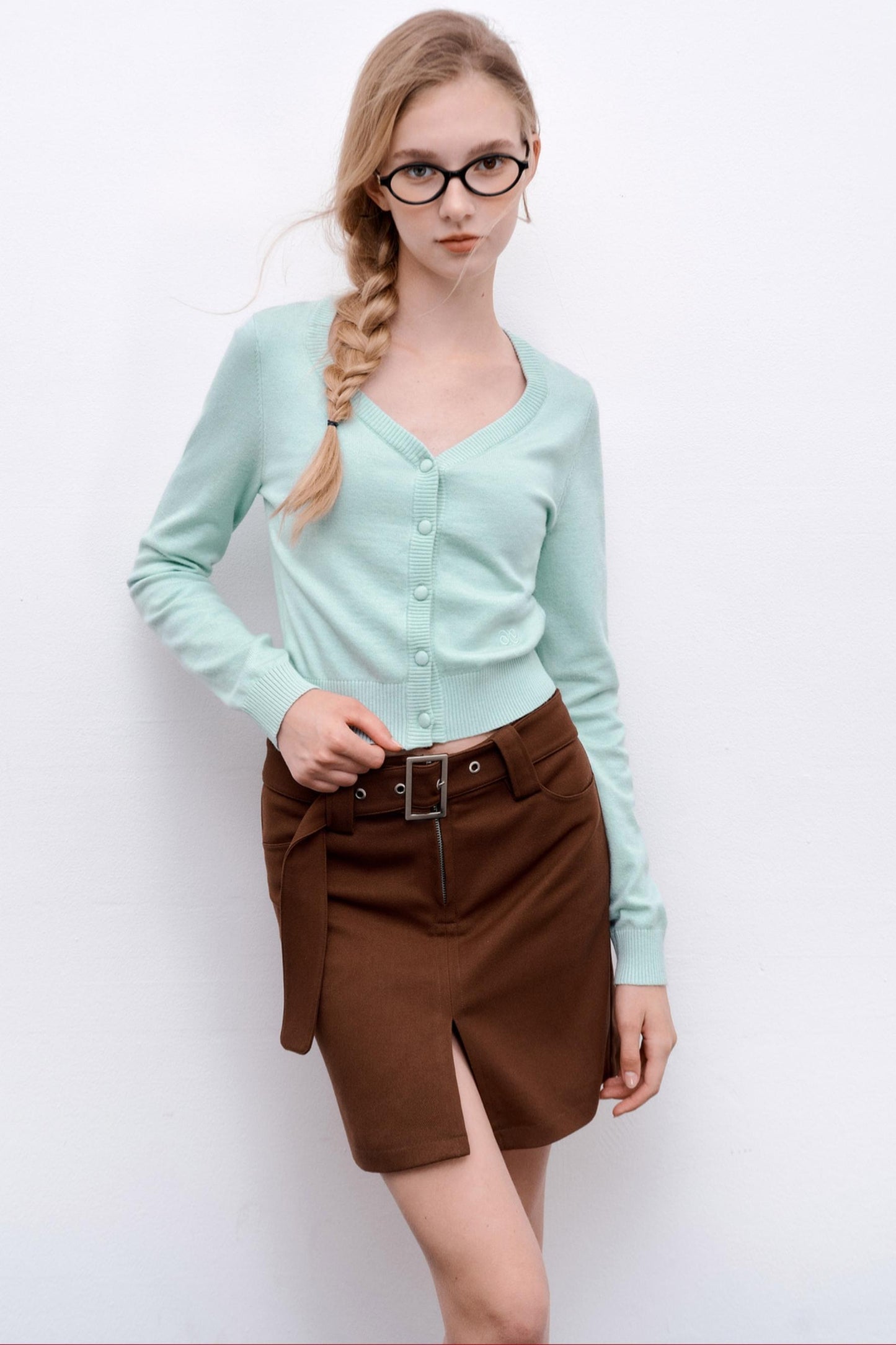 Wool Knit Cropped Sweater Top