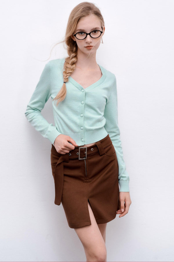 Wool Knit Cropped Sweater Top