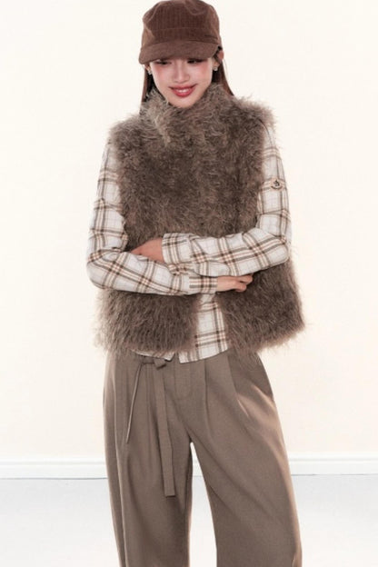 Stand-Up Collar Furry Vest