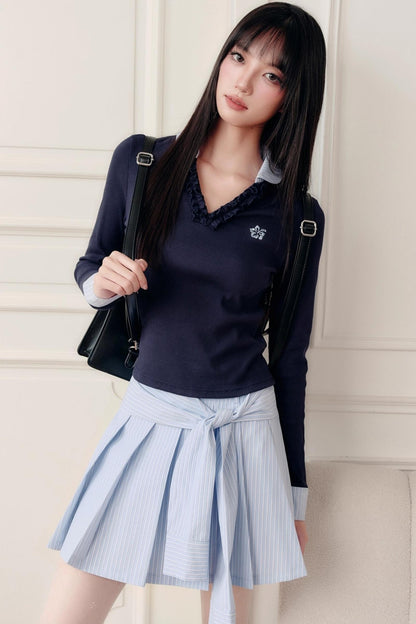 Fragile Love Letter Pleated Skirt Set-Up