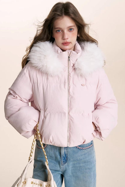 Detachable Fur Collar Hooded Jacket
