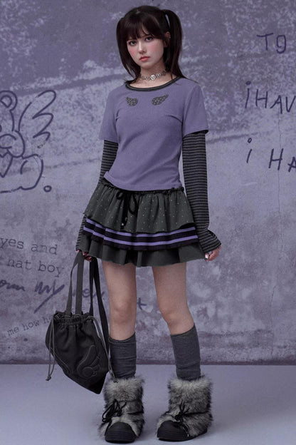 Black and Purple Two-Piece Top