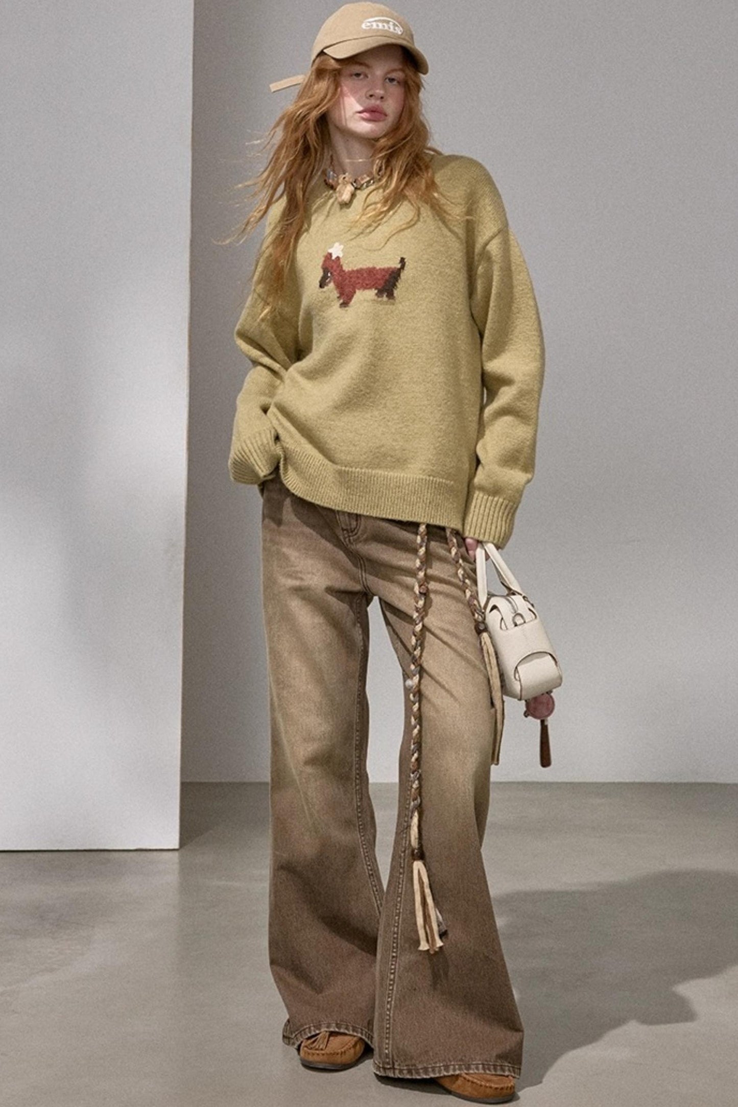 Embroidered Flared Denim Pants