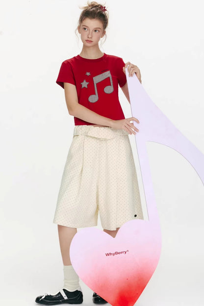 Kurzärmeliges Oberteil mit Notenprint