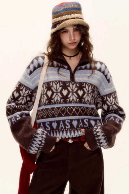 Vintage Fair Isle Tassel Sweater