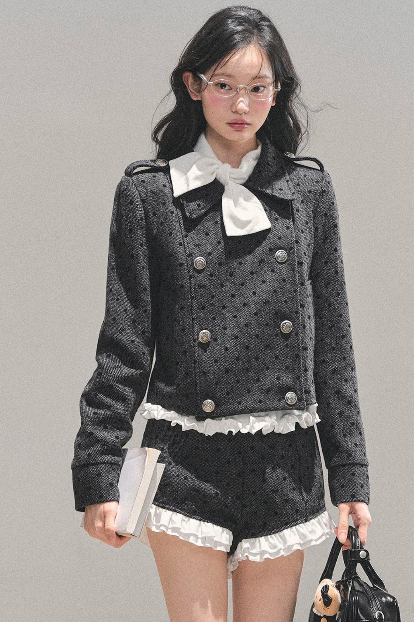 Ruffled Lace Bow Top