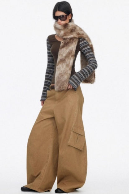 Distressed Washed Wide-Leg Scimitar Pants