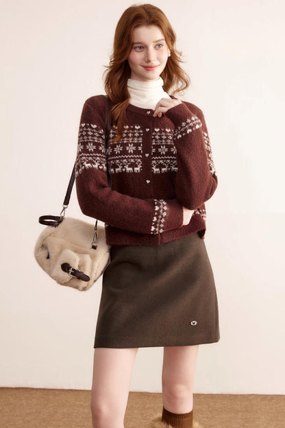 Gray Wool A-Line Skirt