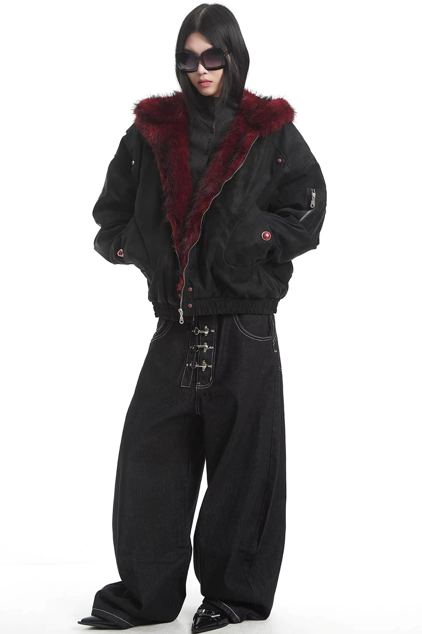 Retro Fur Collar Hooded Cotton Jacket