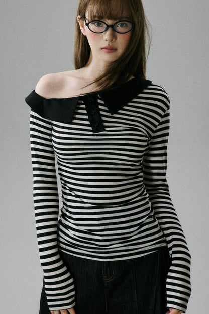 Off-Shoulder Wool Blend Top