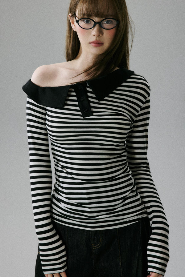 Off-Shoulder Wool Blend Top