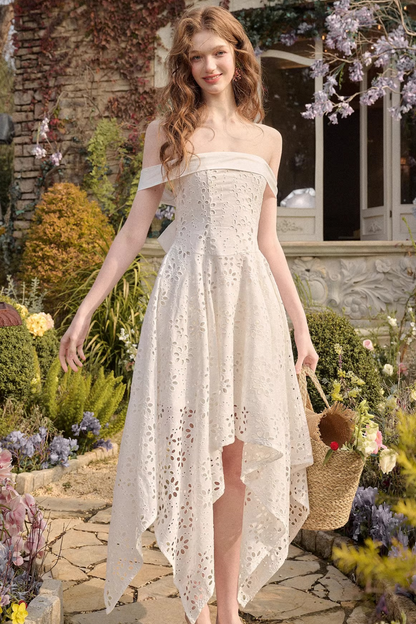 Elegantes asymmetrisches Baumwollkleid